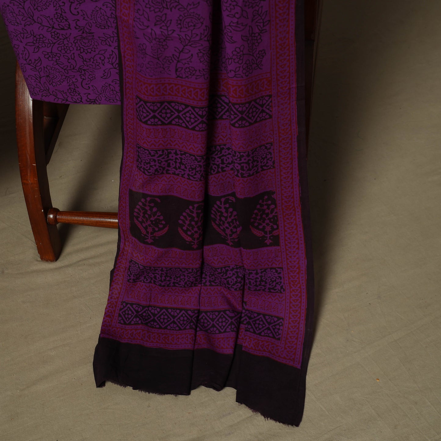 Bagh hand block print natural dyed cotton 3pc unstitched