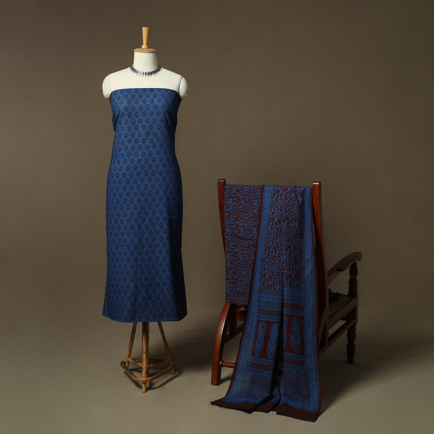 Bagh hand block print natural dyed cotton 3pc unstitched