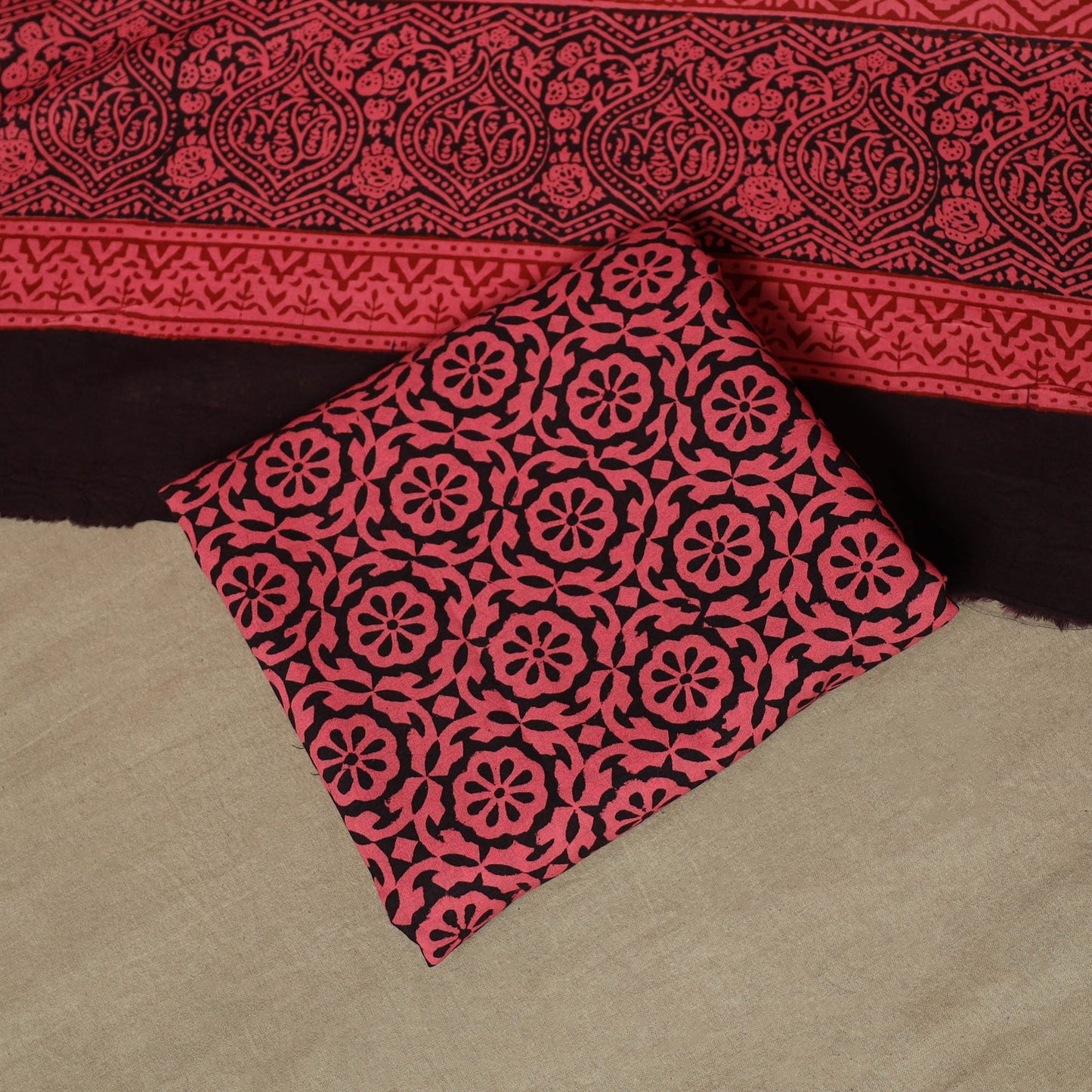 Bagh hand block print natural dyed cotton 3pc unstitched