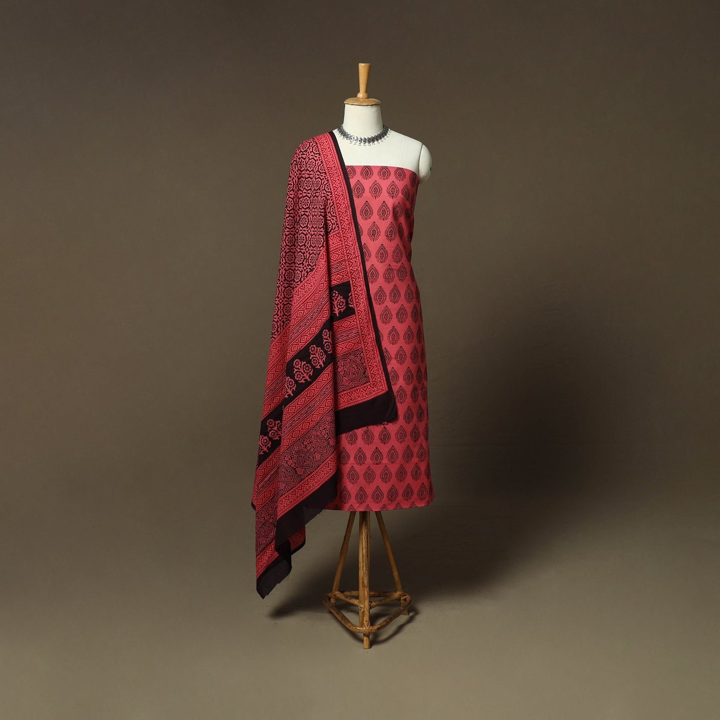 Bagh hand block print natural dyed cotton 3pc unstitched