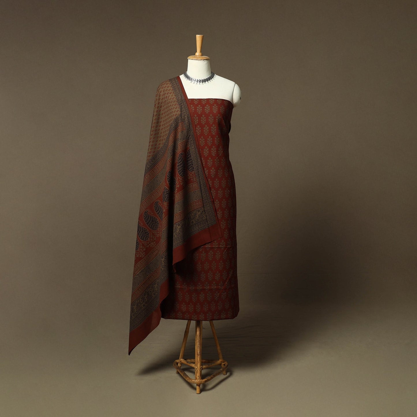Bagh hand block print natural dyed cotton 3pc unstitched