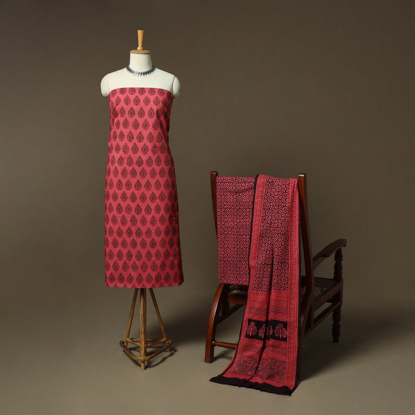 Bagh hand block print natural dyed cotton 3pc unstitched