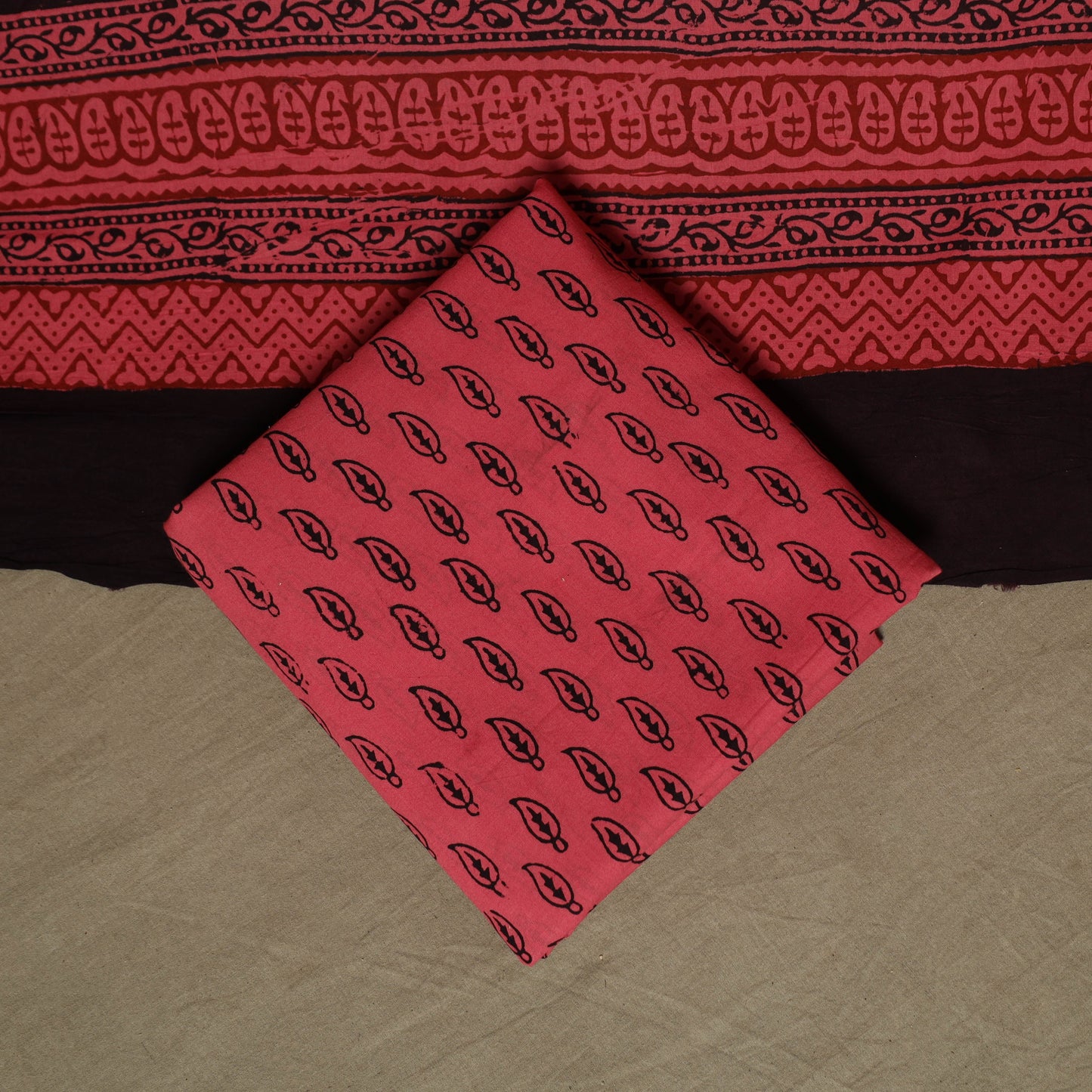 Bagh hand block print natural dyed cotton 3pc unstitched