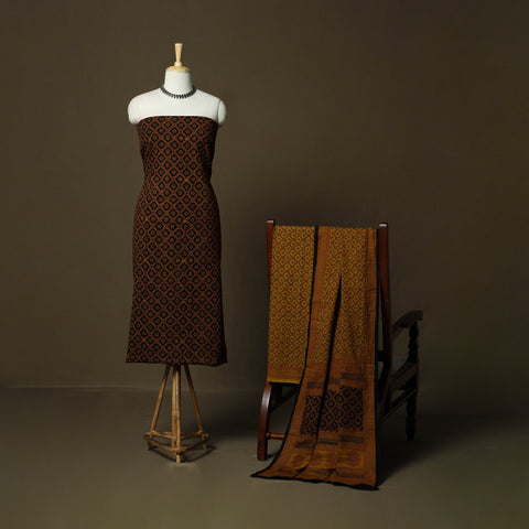 Bagh hand block print natural dyed cotton 3pc unstitched