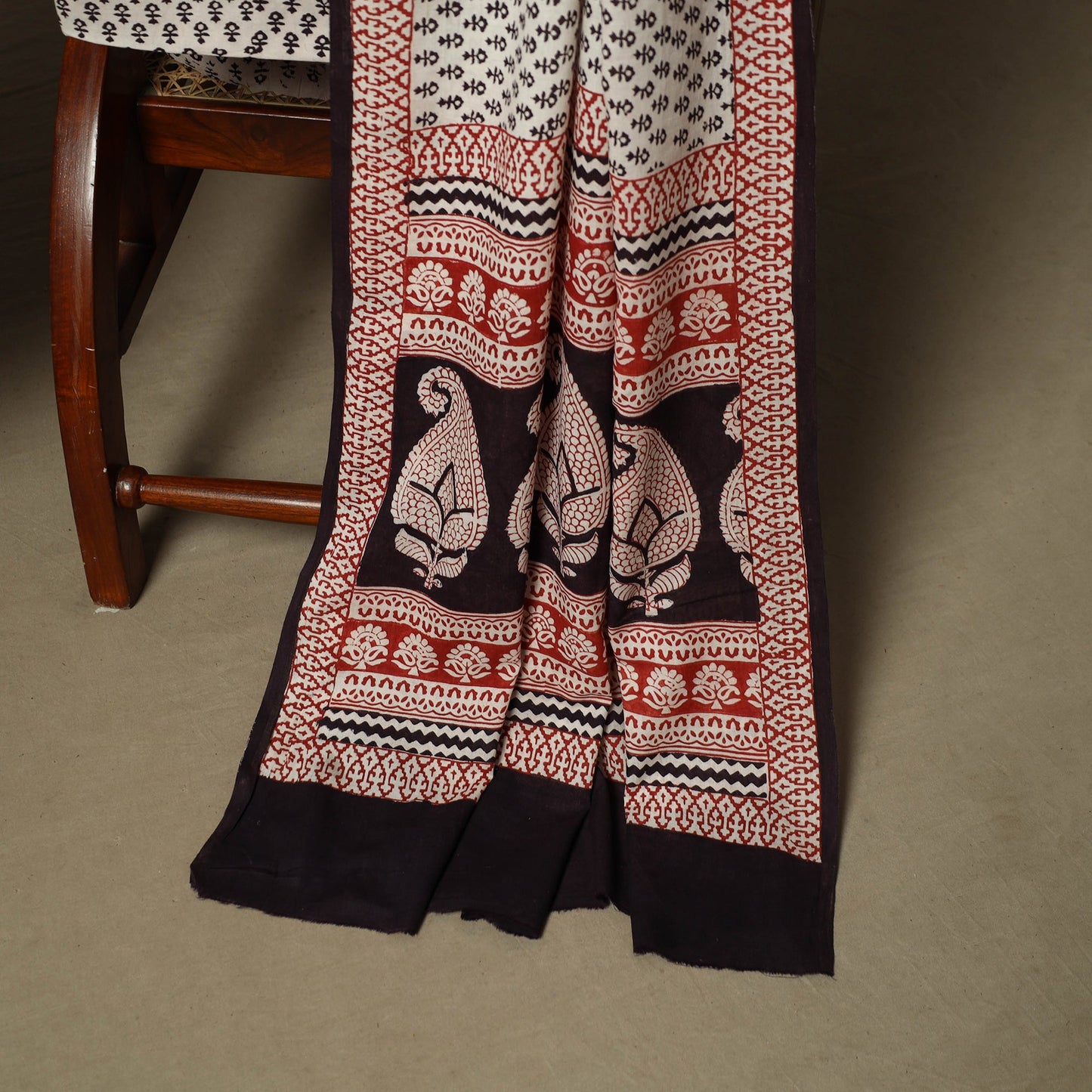 Bagh hand block print natural dyed cotton 3pc unstitched