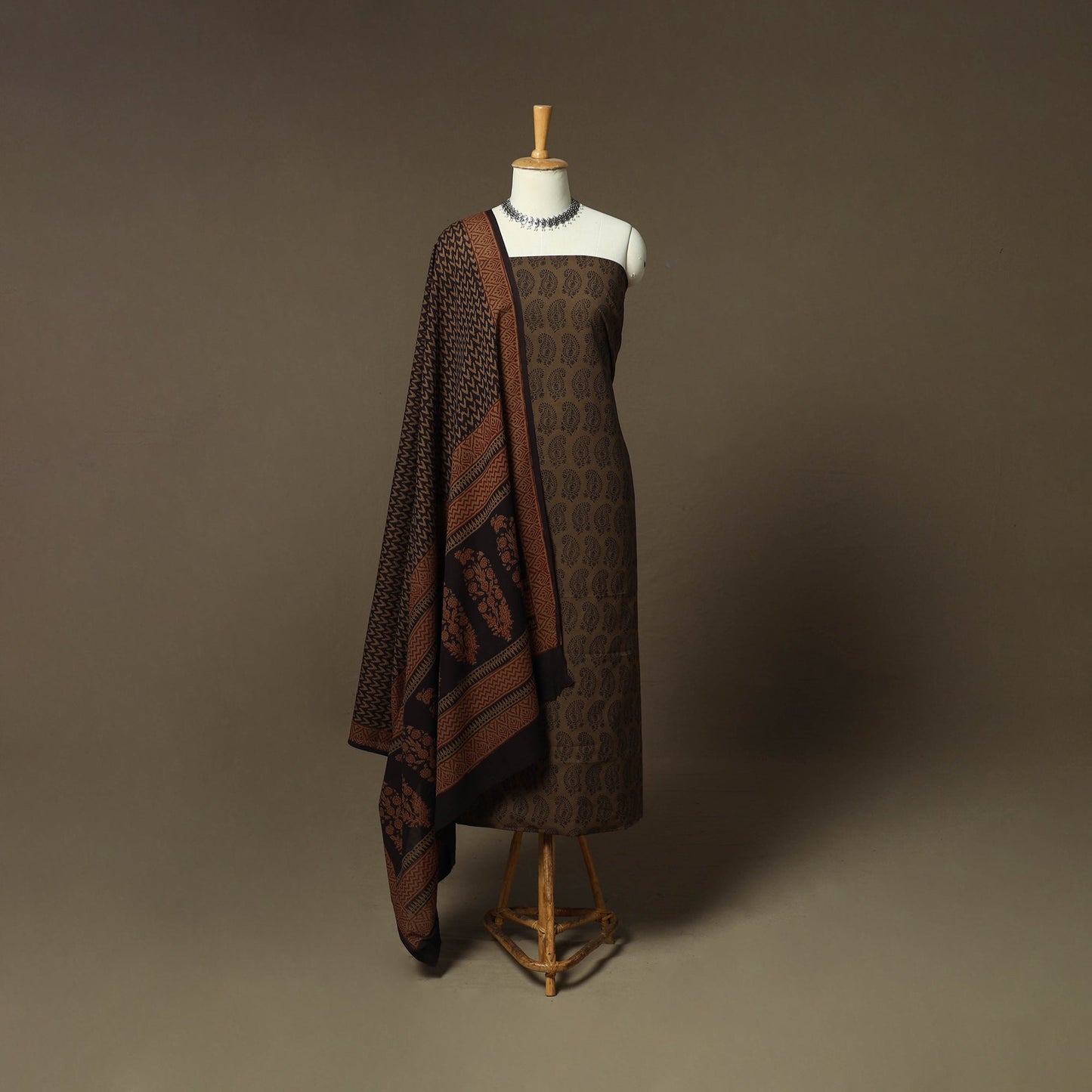 Bagh hand block print natural dyed cotton 3pc unstitched