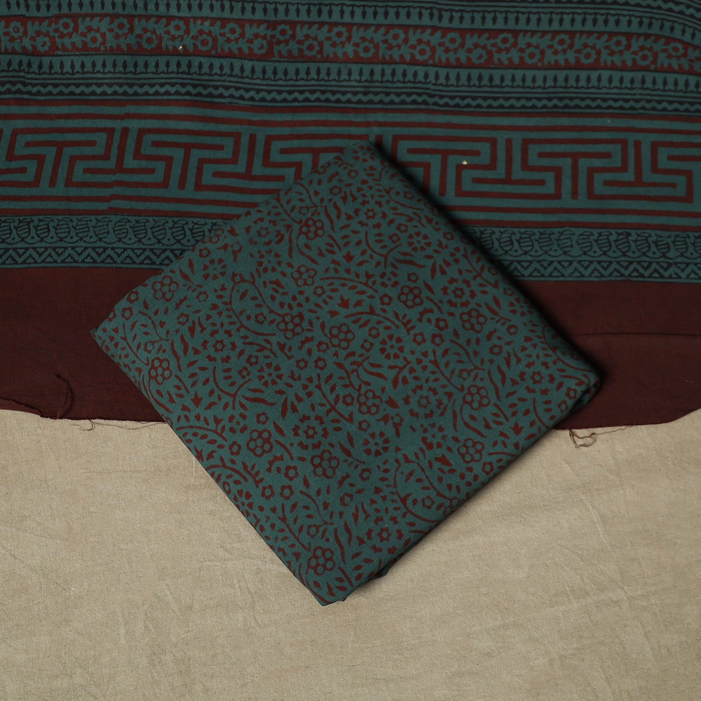 Bagh hand block print natural dyed cotton 3pc unstitched