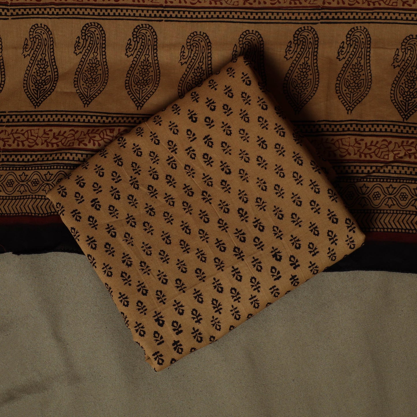 Bagh hand block print natural dyed cotton 3pc unstitched