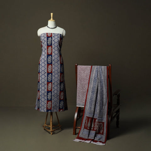 Bagh hand block print natural dyed cotton 3pc unstitched