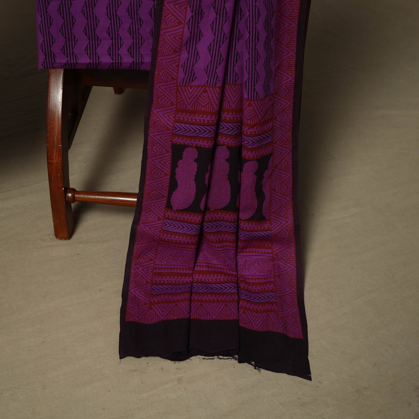 Bagh hand block print natural dyed cotton 3pc unstitched