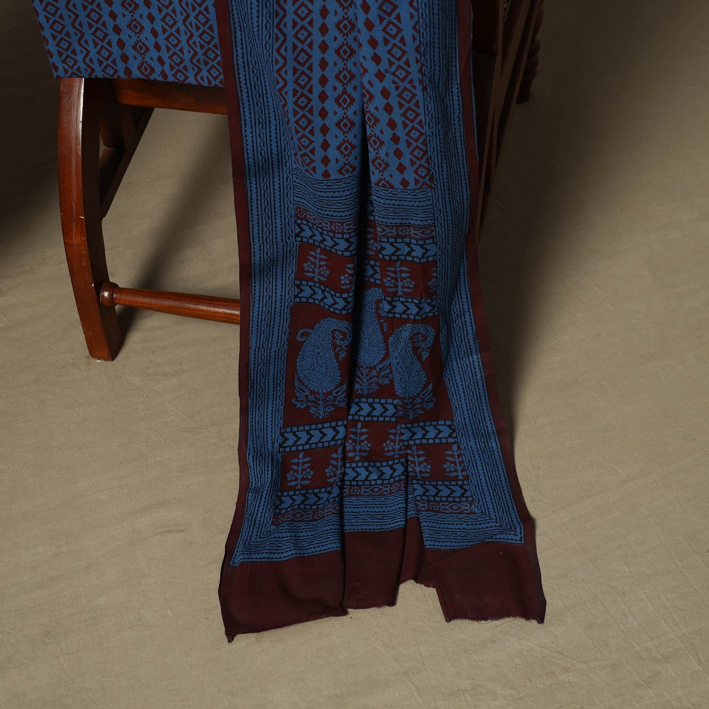 Bagh hand block print natural dyed cotton 3pc unstitched
