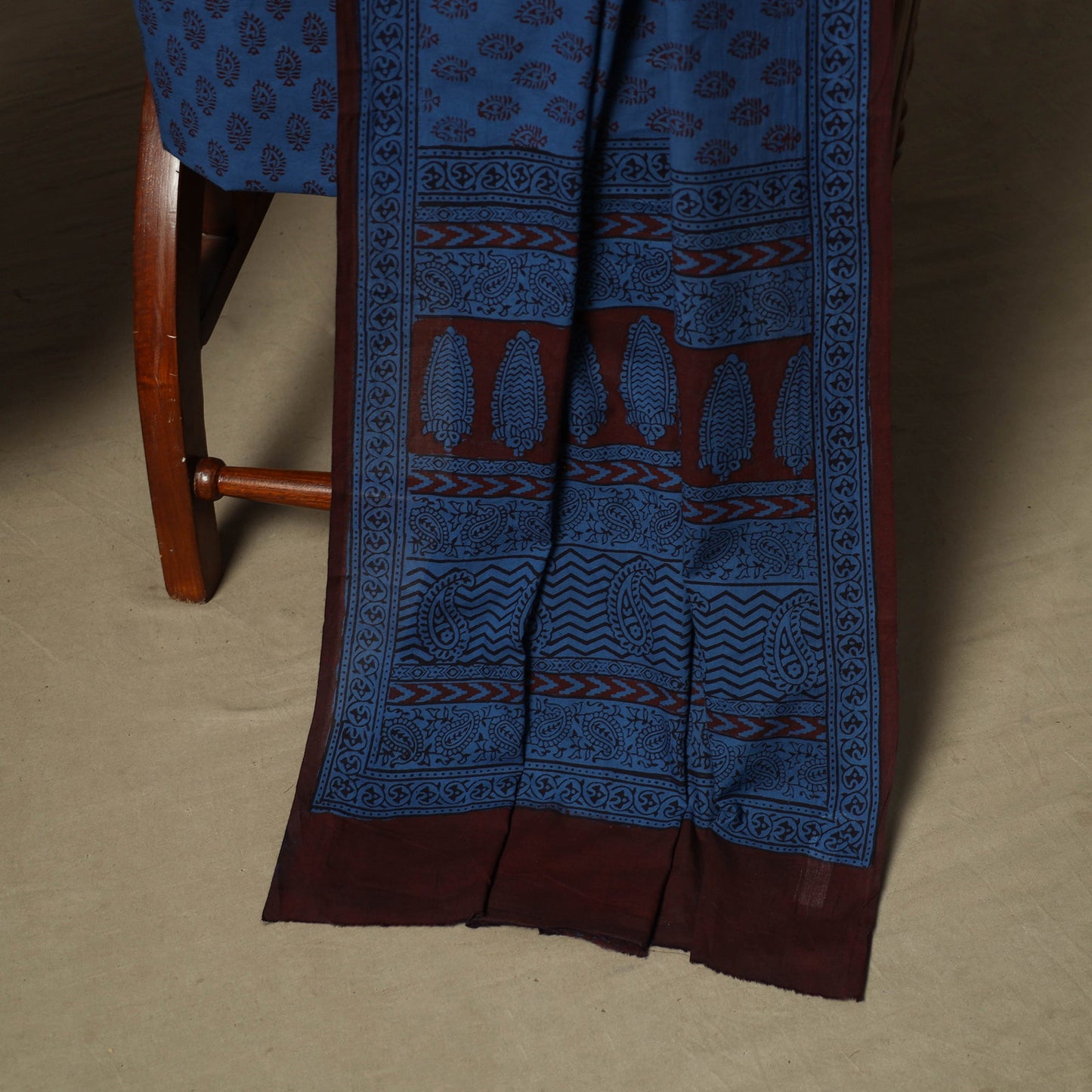 Bagh hand block print natural dyed cotton 3pc unstitched