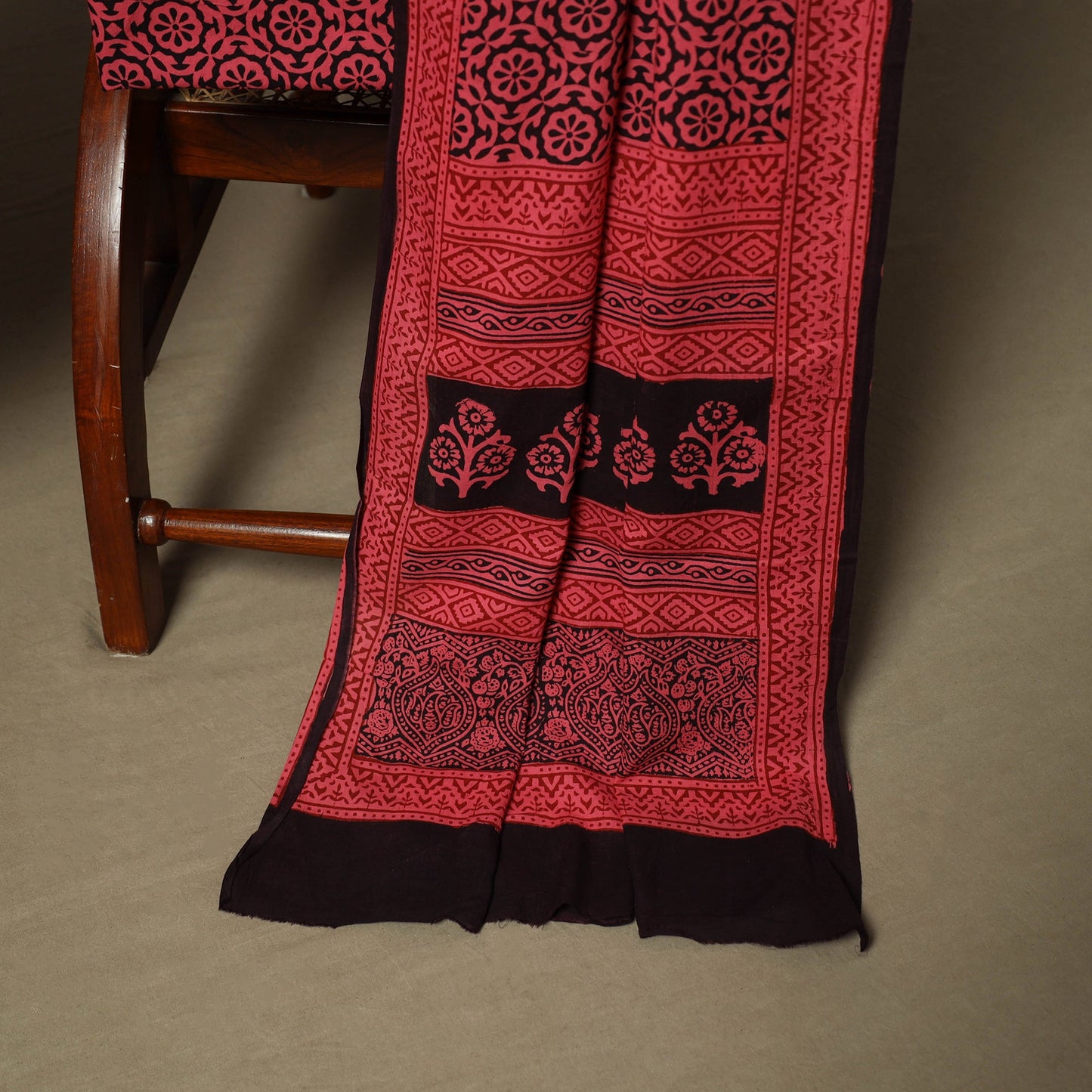 Bagh hand block print natural dyed cotton 3pc unstitched
