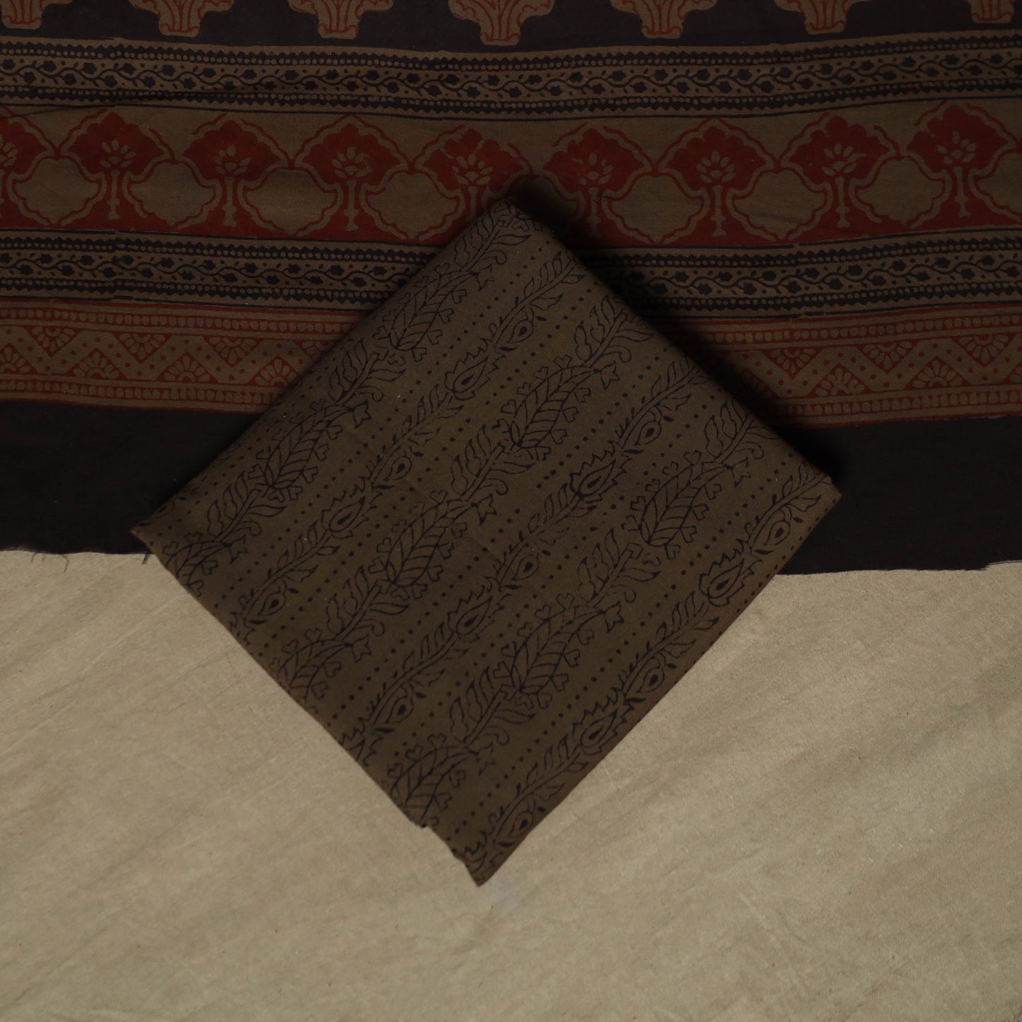 Bagh hand block print natural dyed cotton 3pc unstitched