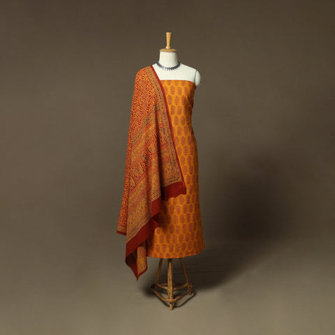 Bagh hand block print natural dyed cotton 3pc unstitched
