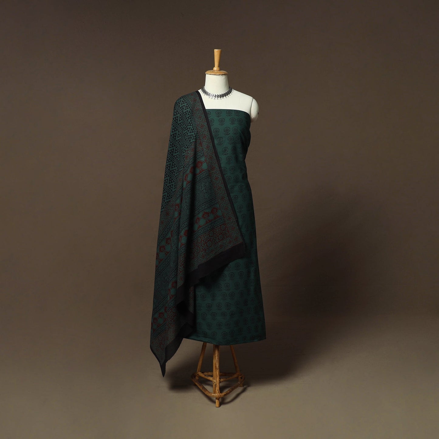 Bagh hand block print natural dyed cotton 3pc unstitched
