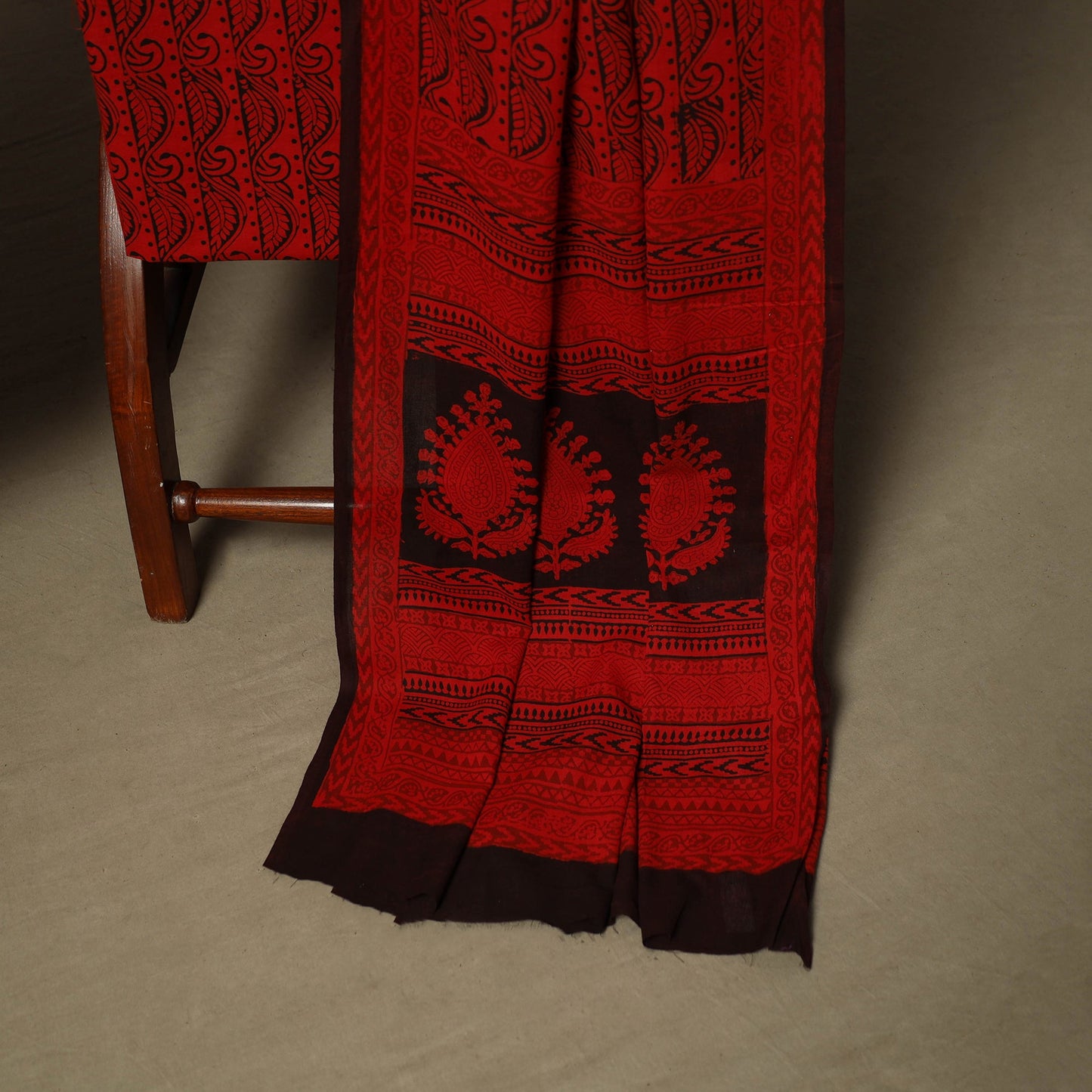 Bagh hand block print natural dyed cotton 3pc unstitched