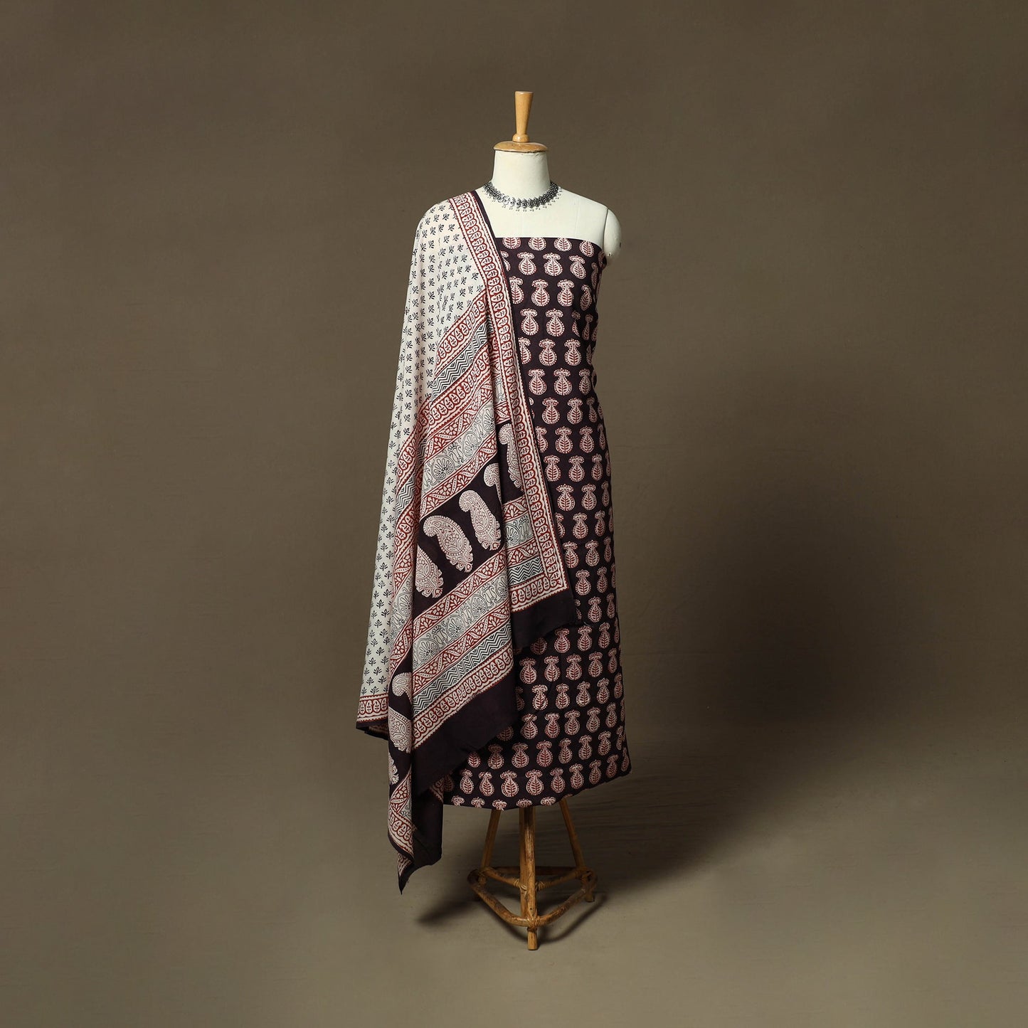 Bagh hand block print natural dyed cotton 3pc unstitched