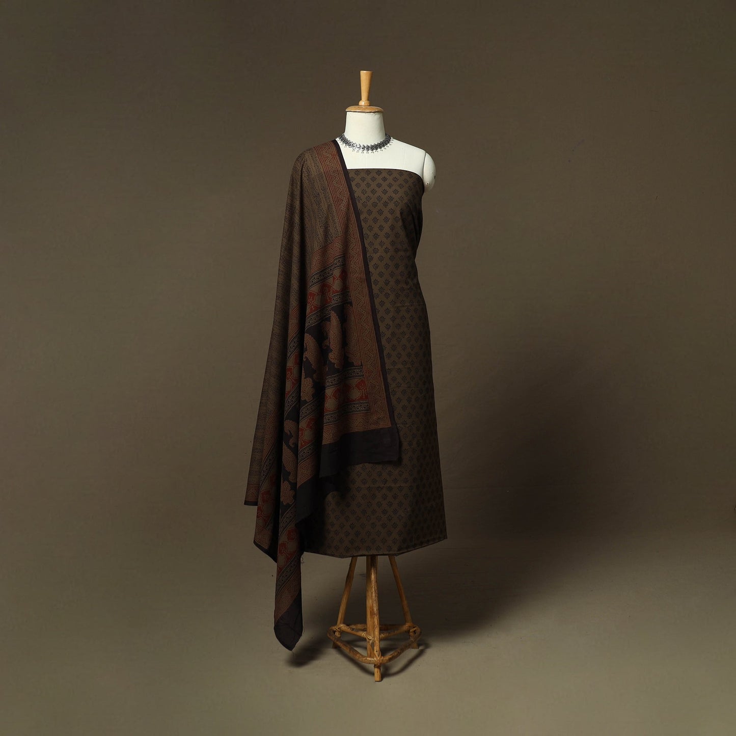 Bagh hand block print natural dyed cotton 3pc unstitched