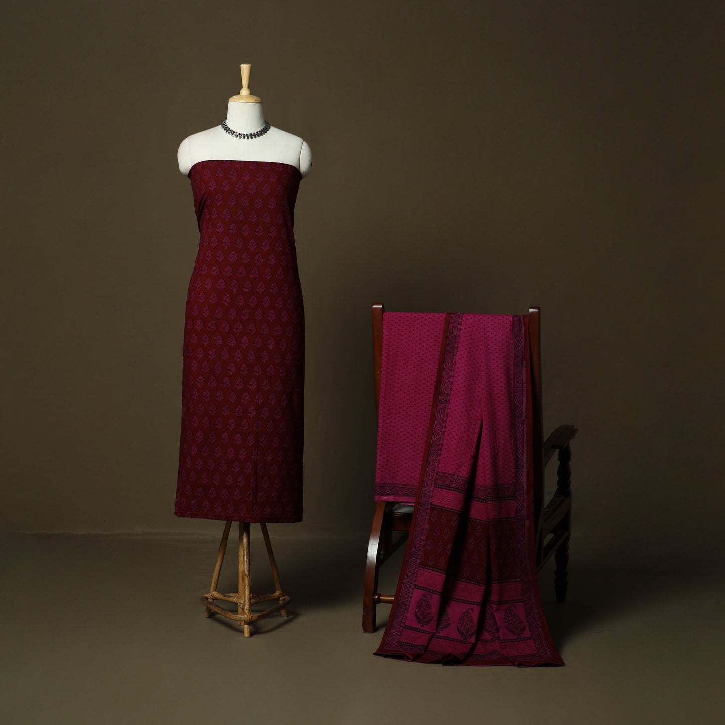 Bagh hand block print natural dyed cotton 3pc unstitched