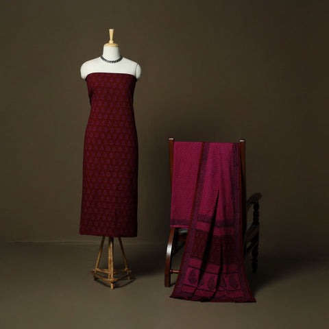 Bagh hand block print natural dyed cotton 3pc unstitched