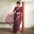 Pink Bagh Hand Block Print Natural Dyed Kota Doria Cotton Saree, draped and worn by a woman, AI visual of the saree, iTokri