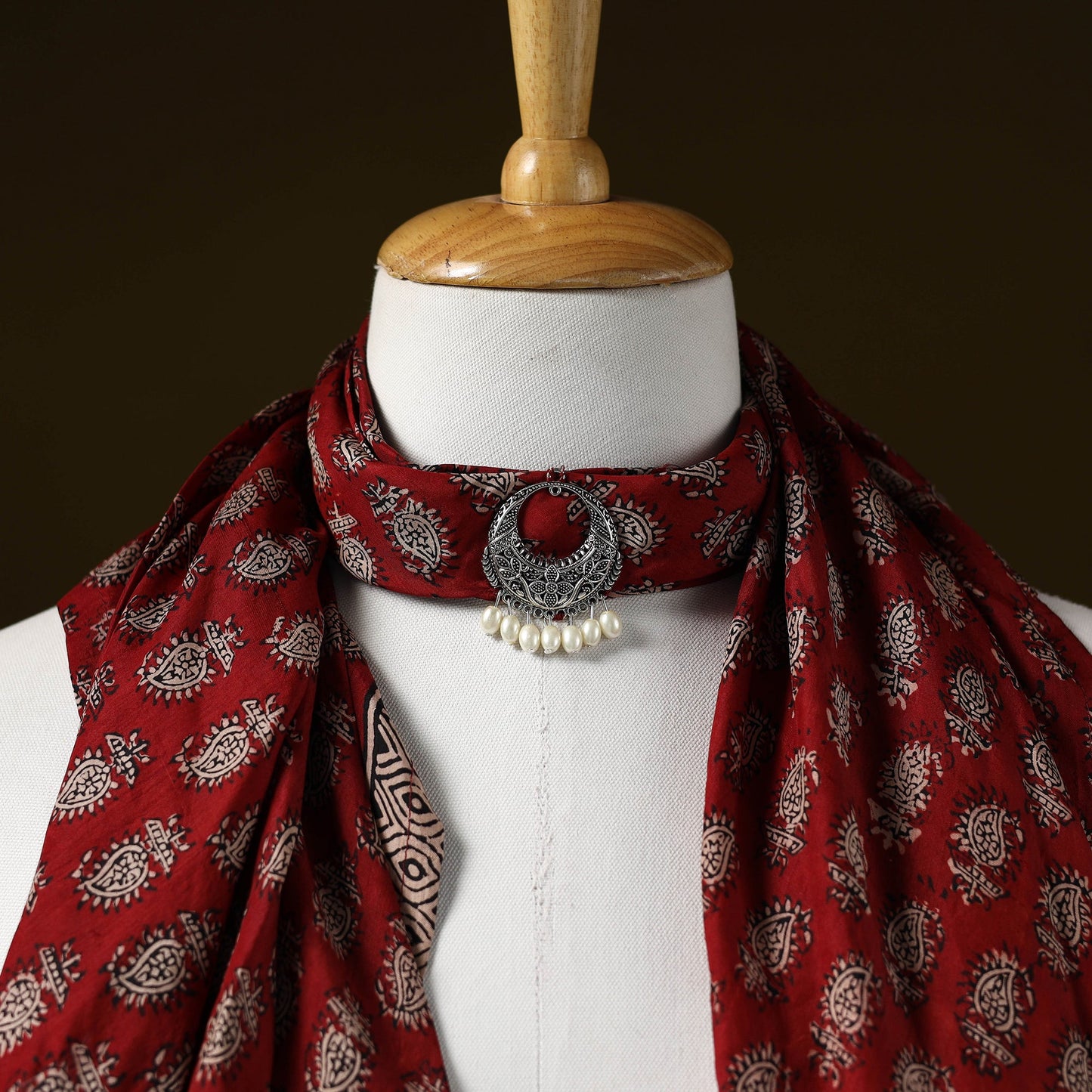 Bagh modal silk pendant necklace scarf 20 - handcrafted