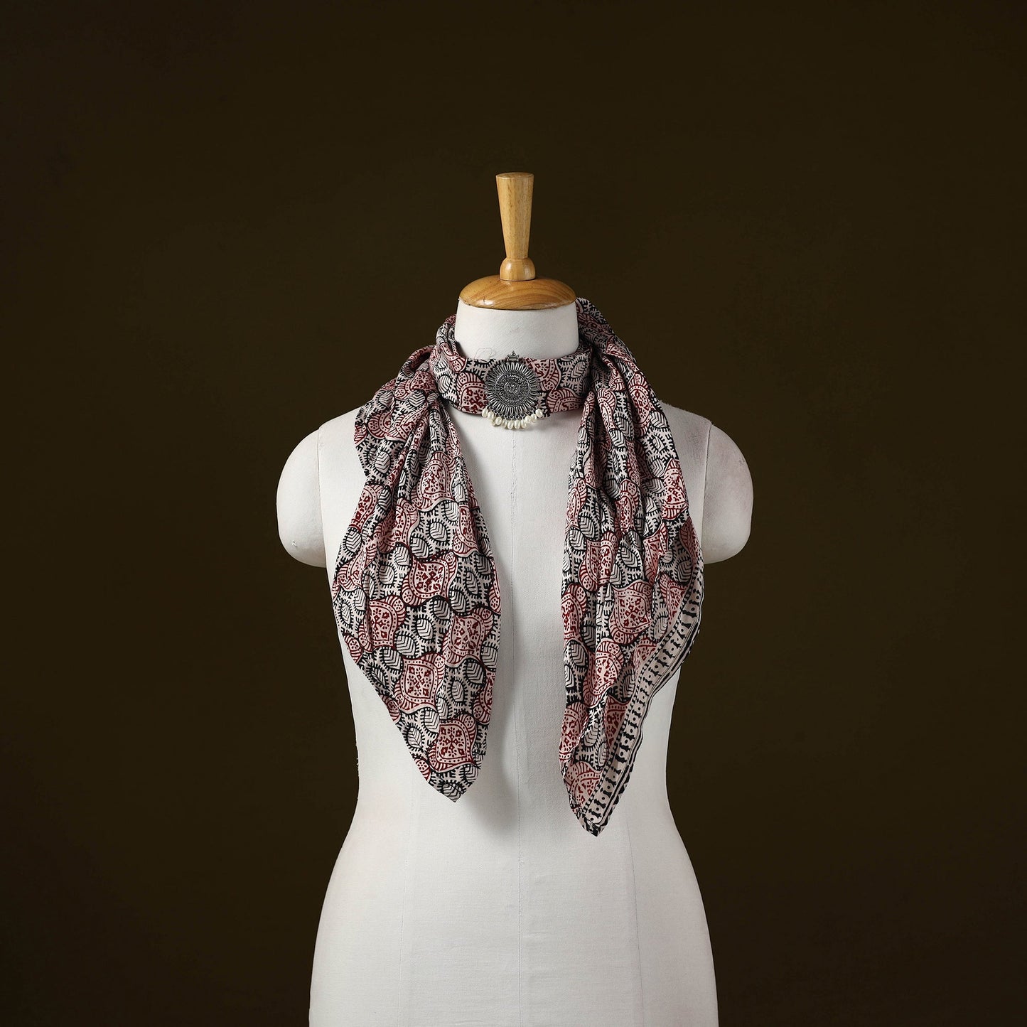 Bagh modal silk pendant necklace scarf 65 - handcrafted