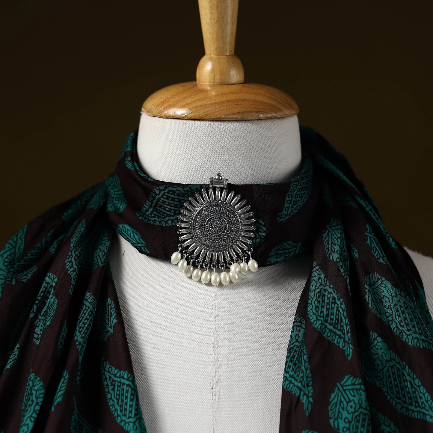 Bagh modal silk pendant necklace scarf 67 - handcrafted