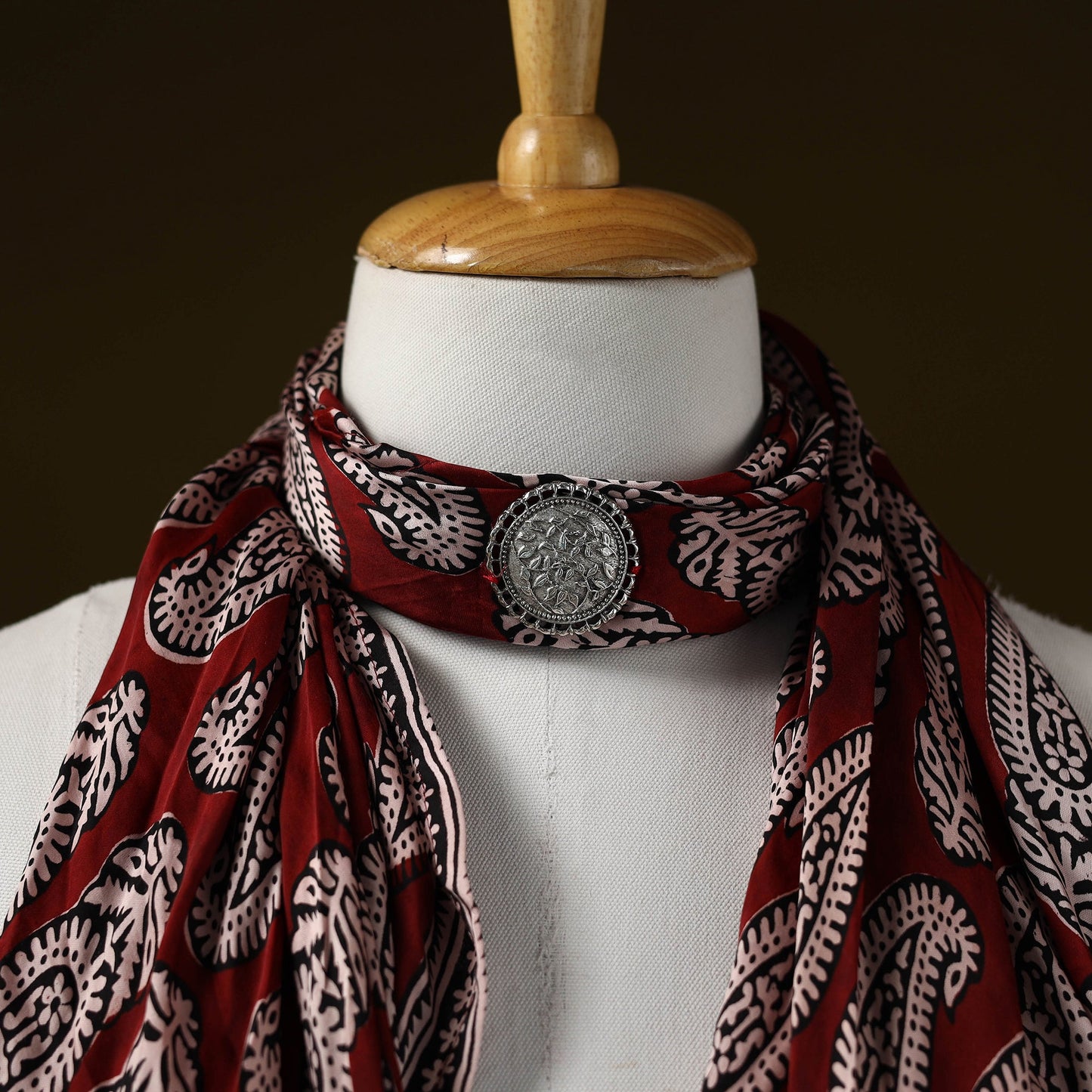 Bagh modal silk pendant necklace scarf 80 - handcrafted