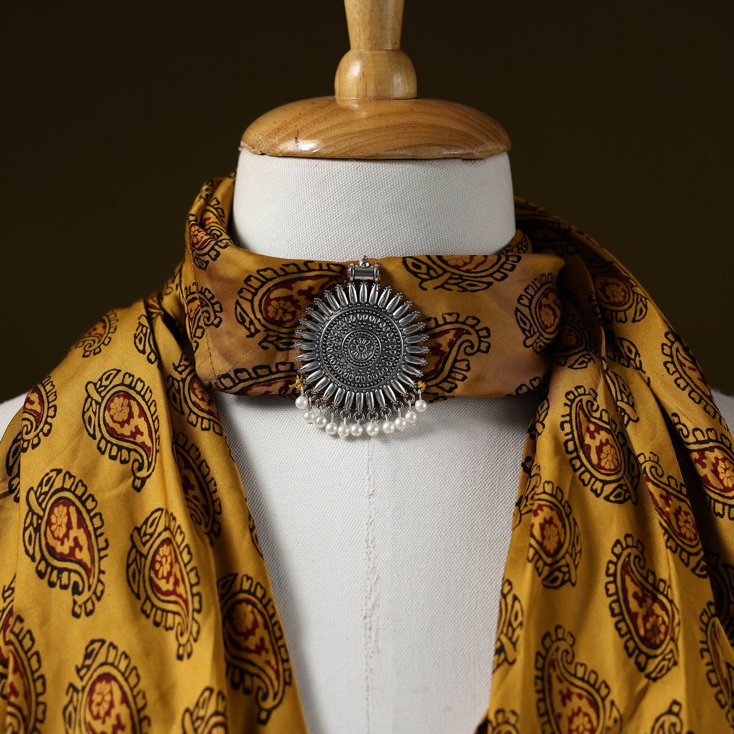 Bagh modal silk pendant necklace scarf 81 - handcrafted