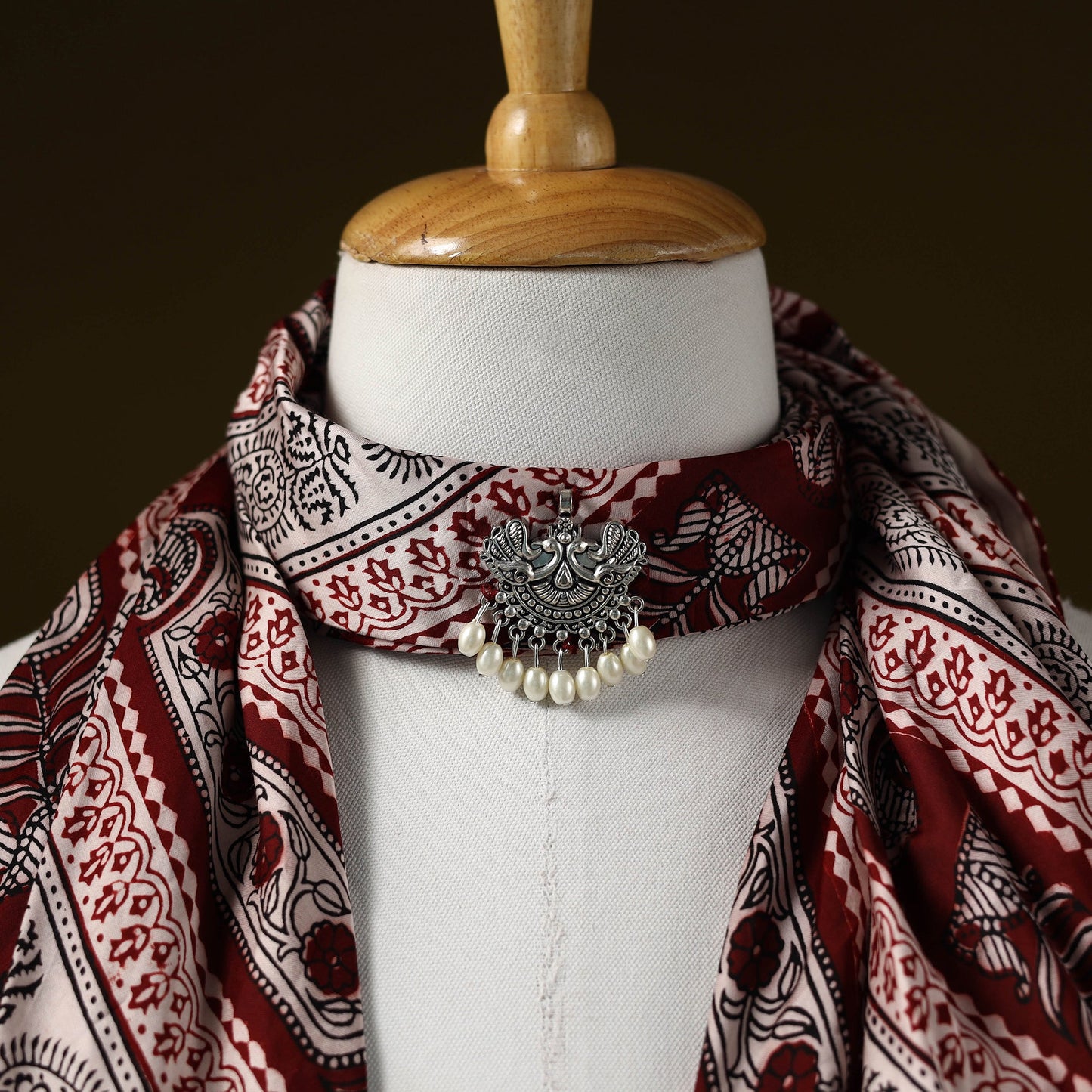 Bagh modal silk pendant necklace scarf 82 - handcrafted