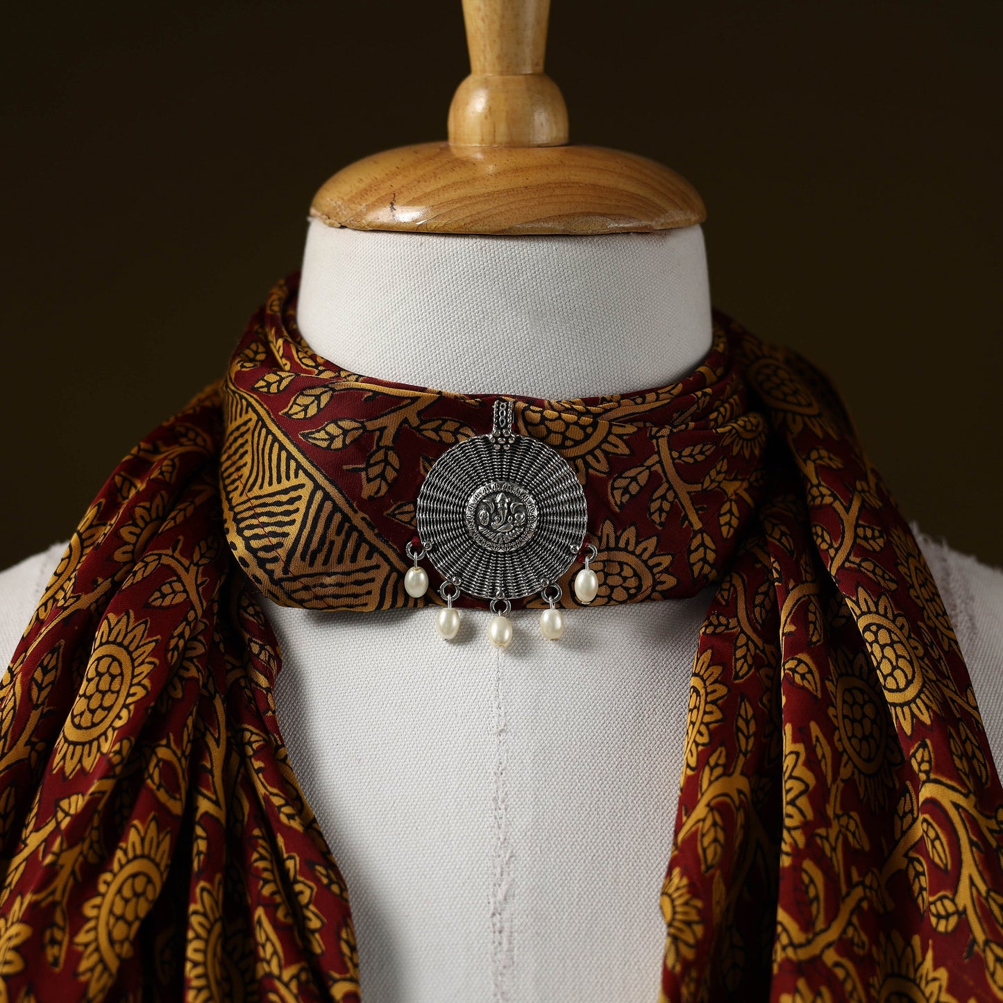 Bagh modal silk pendant necklace scarf 83 - handcrafted