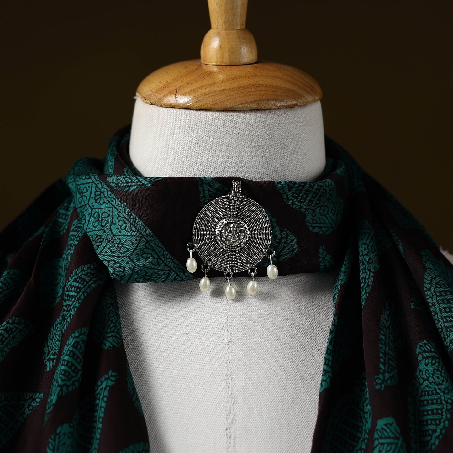 Bagh modal silk pendant necklace scarf 93 - handcrafted