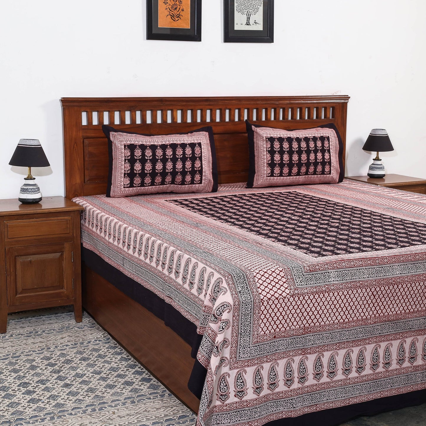 Buy Bagh Block Printed Cotton Bedcover Online l iTokri.com