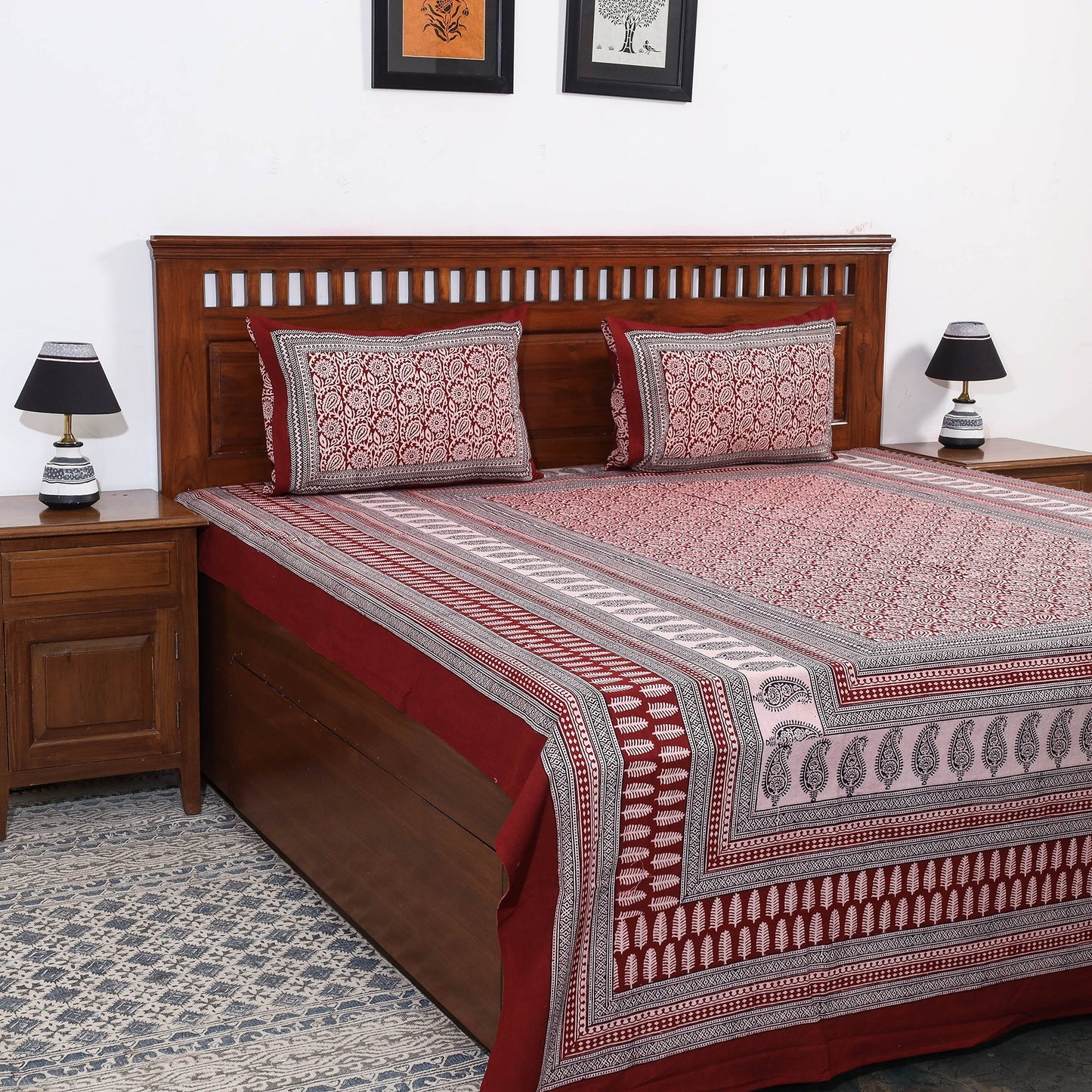 Buy Bagh Block Printed Cotton Bedcover Online l iTokri.com