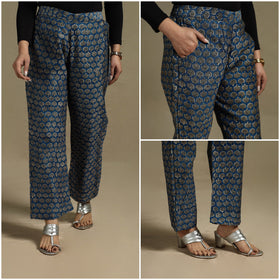 Bagru block print chanderi silk elasticated palazzo 19 - s