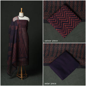Bagru hand block print kota doria cotton natural dyed 3pc
