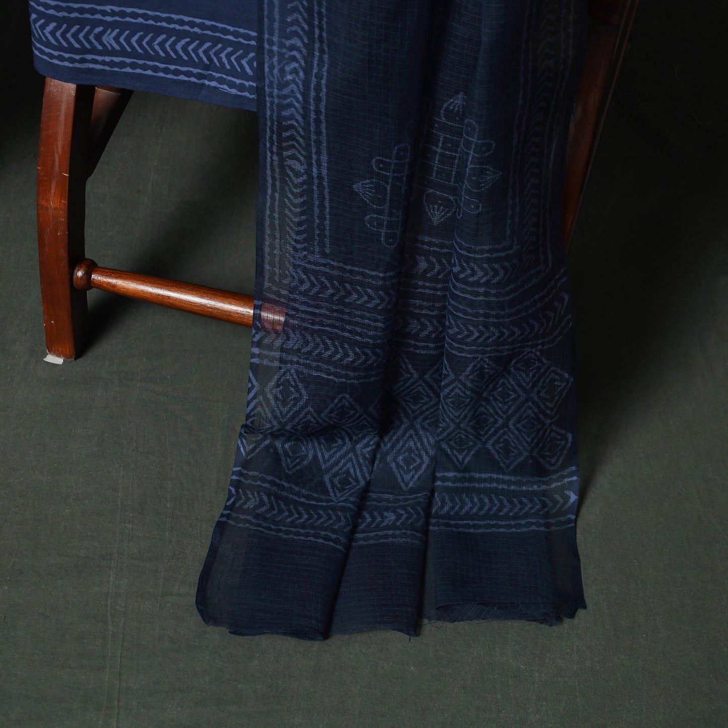 Bagru hand block print kota doria cotton natural dyed 3pc