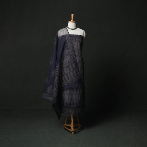 Bagru hand block print kota doria cotton natural dyed 3pc