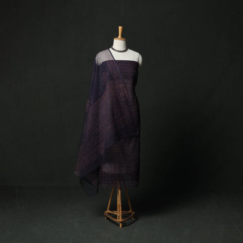 Bagru hand block print kota doria cotton natural dyed 3pc