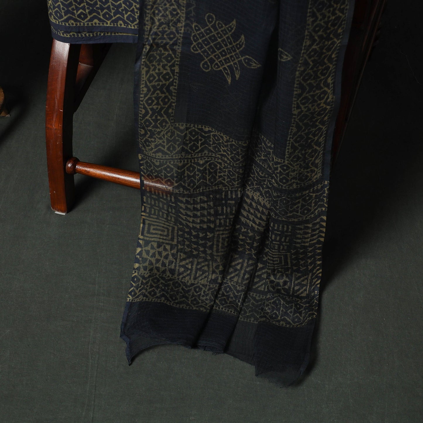 Bagru hand block print kota doria cotton natural dyed 3pc