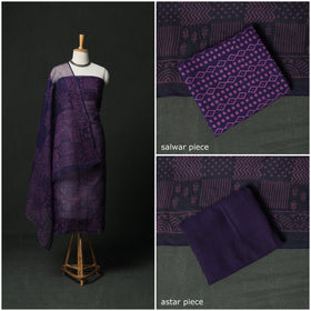 Bagru hand block print kota doria cotton natural dyed 3pc
