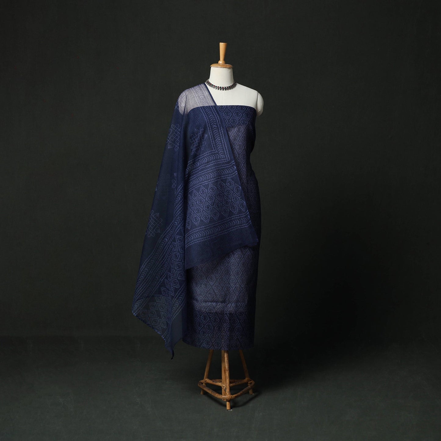 Bagru hand block print kota doria cotton natural dyed 3pc
