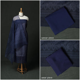 Bagru hand block print kota doria cotton natural dyed 3pc