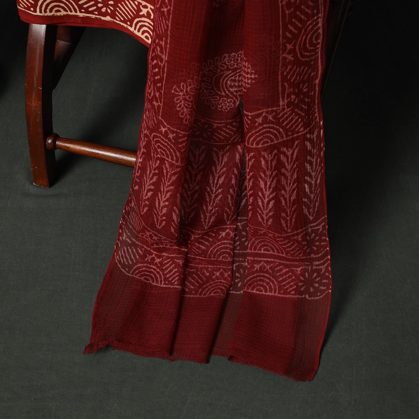 Bagru hand block print kota doria cotton natural dyed 3pc