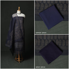 Bagru hand block print kota doria cotton natural dyed 3pc