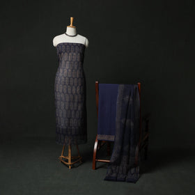 Bagru hand block print kota doria cotton natural dyed 3pc