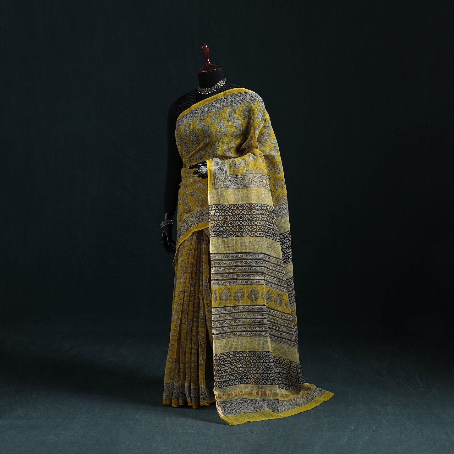 Bagru hand block print kota doria cotton saree 36