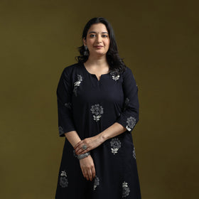 Bagru hand block print syahi begar cotton a-line kurta
